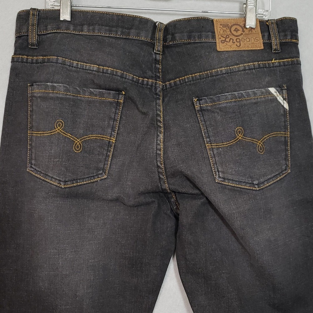 LRG Mens 36 Slim Straight Fit Jeans Black Dark Wash Streetwear Skater Hip Hop